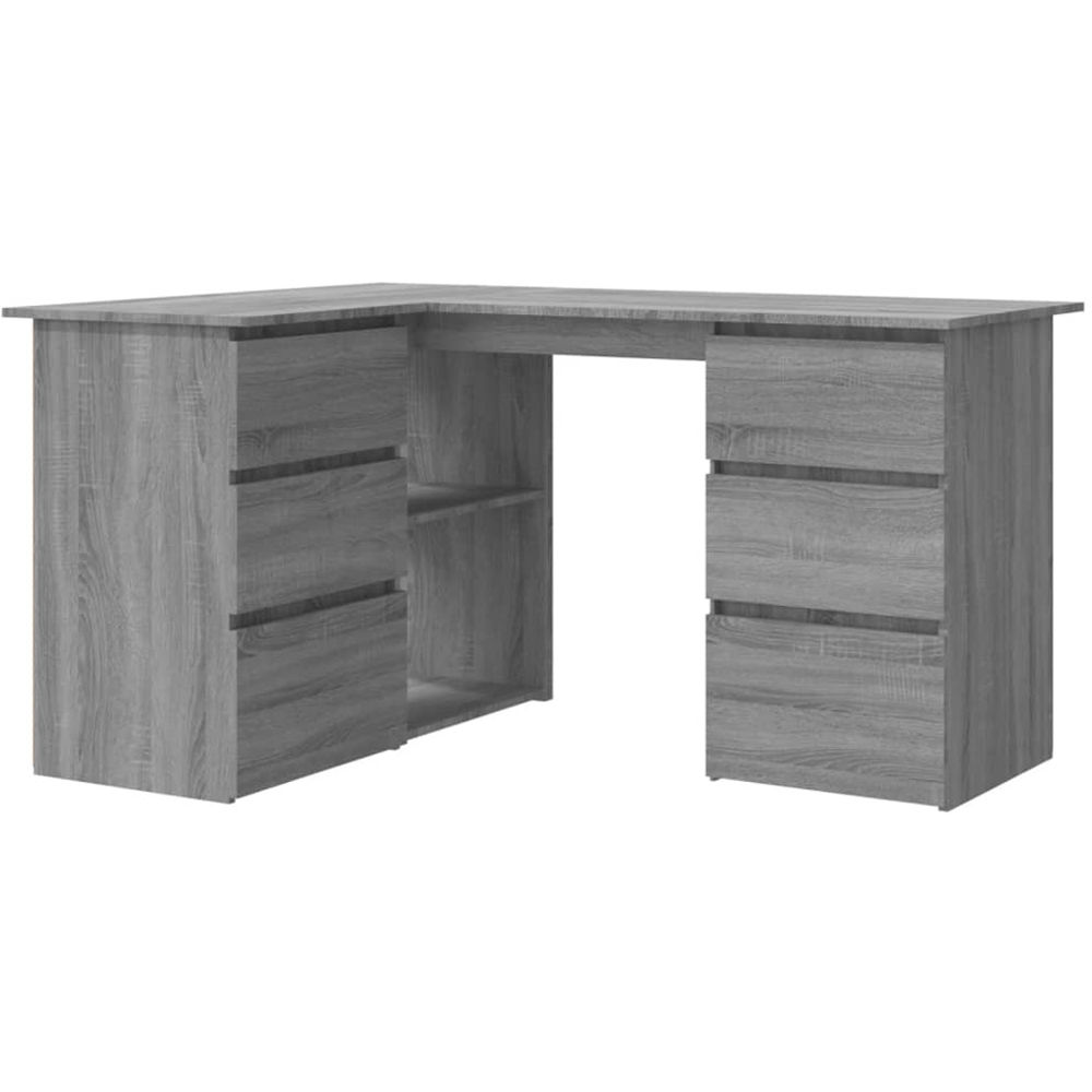vidaXL 2 Door 4 Drawer 2 Shelf Corner Computer Desk Grey Sonoma Image 2