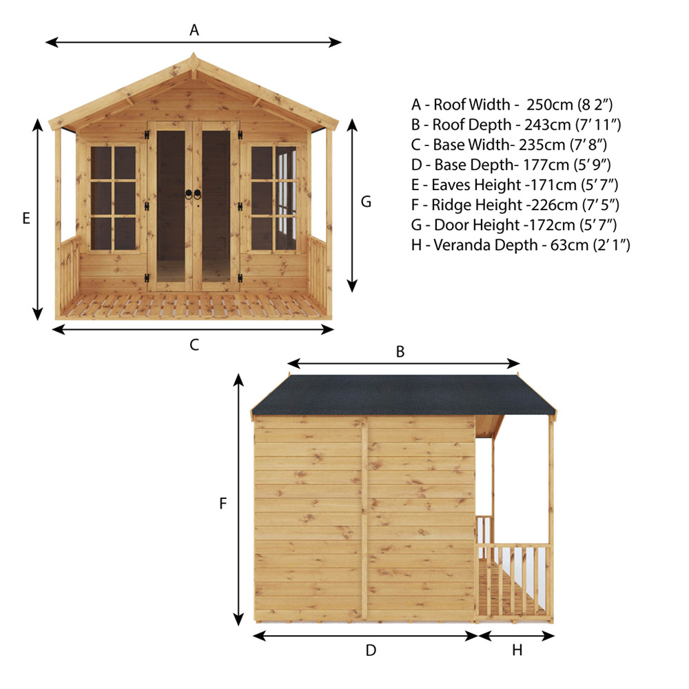 Mercia 8 x 8ft Double Door Premium Traditional Summerhouse Image 7