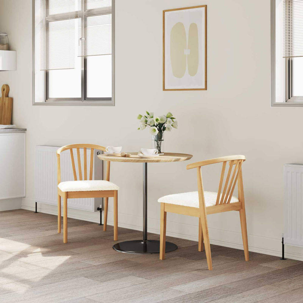 vidaXL Set of 2 Natural and White Rubberwood Vintage Dining Chairs Image 9