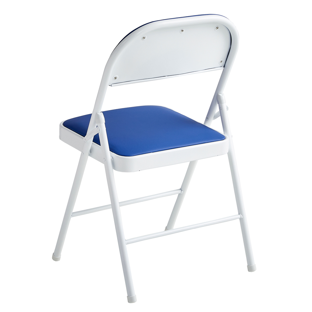 Set of 4 Blue Padded Folding Metal Dining Chairs Image 5