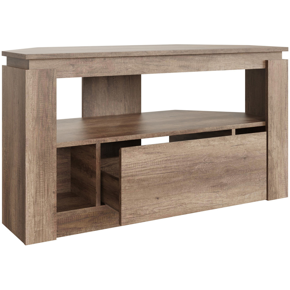 GFW Canyon Single Drawer Single Shelf Oak Corner TV Unit Image 4
