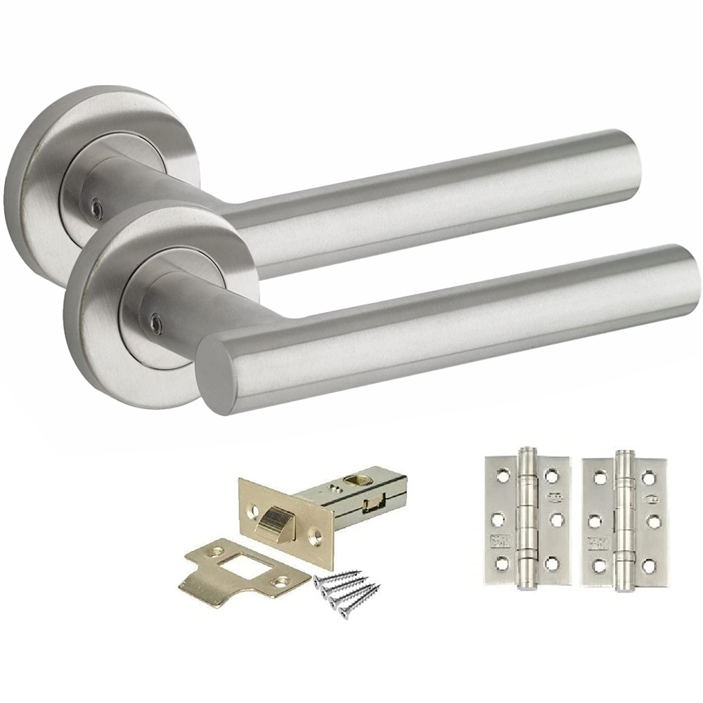 Golden Grace Satin Nickel Straight T-Bar Door Handles Set Image