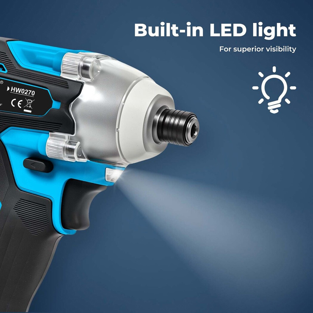 Traderight 21V Cordless Brushless 1/4 inch Impact Driver with 2 Batteries Image 6