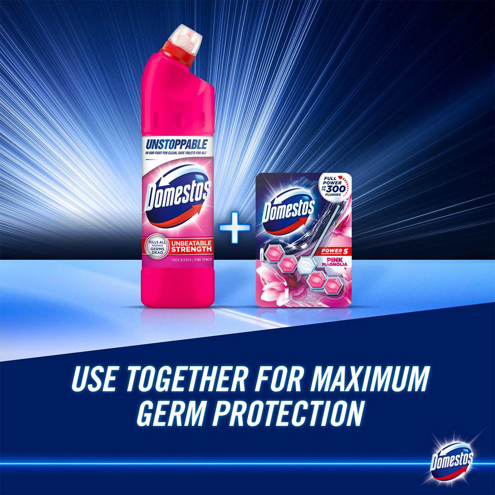 Domestos Pink Power Thick Bleach 750ml 3 Pack Image 6