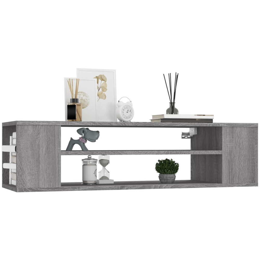 vidaXL 2 Shelf Grey Sonoma Wall Mounted TV Cabinet Image 3