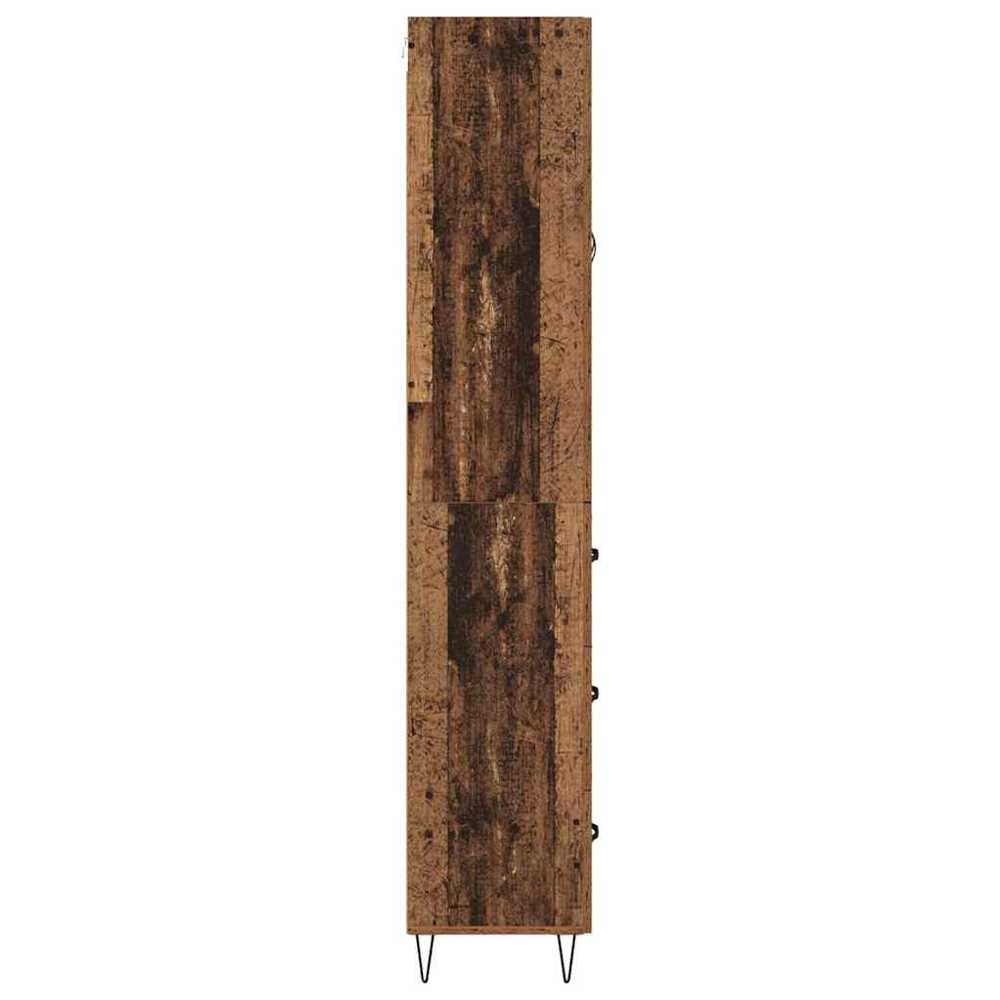 vidaXL 2 Glass Door 3 Drawer Old Wood Sideboard Image 9