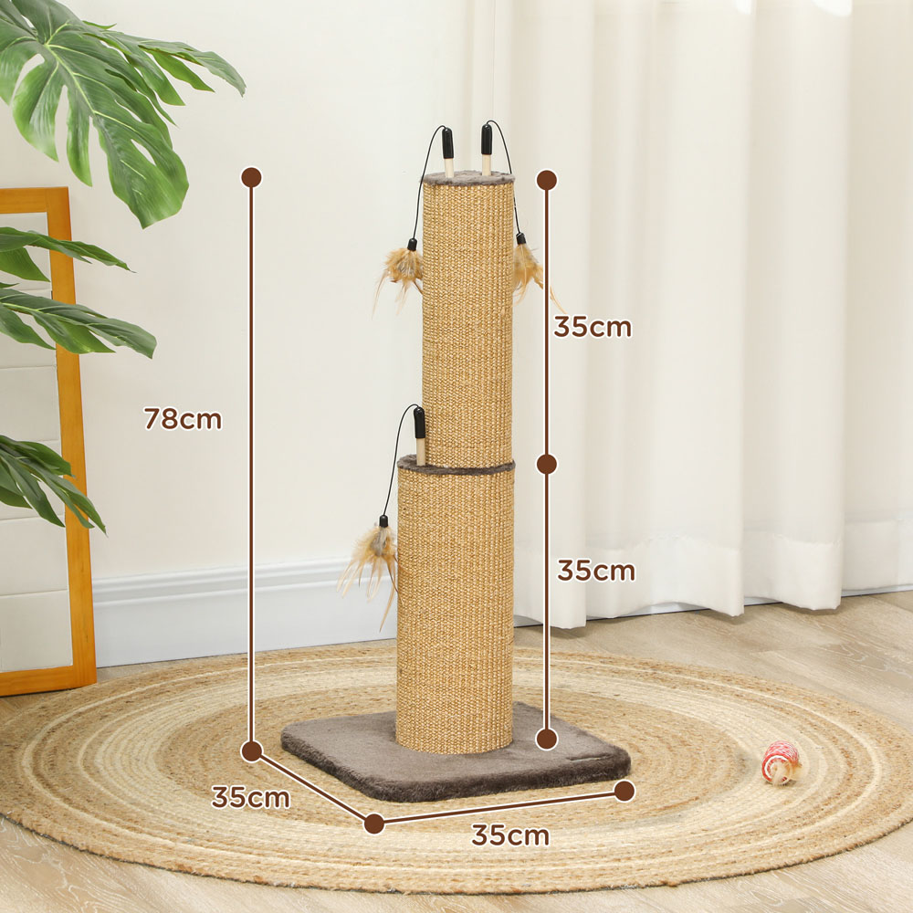 PawHut Brown Tall Cat Scratching Post 78cm Image 7