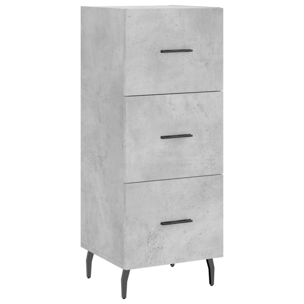 vidaXL Single Door 3 Drawer Concrete Grey Highboard Image 5