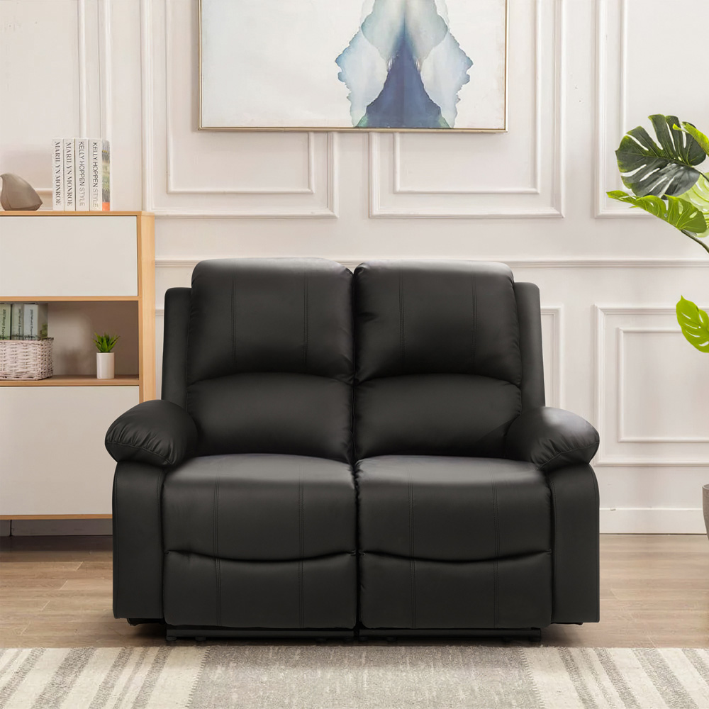 Comfy Living 5 Seater Black PU Leather Electric Recliner Sofa Set Image 6