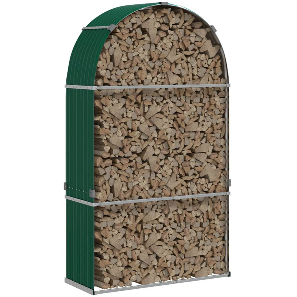 vidaXL Green Galvanised Steel Firewood Log Holder 210 x 120 x 45cm Image 2