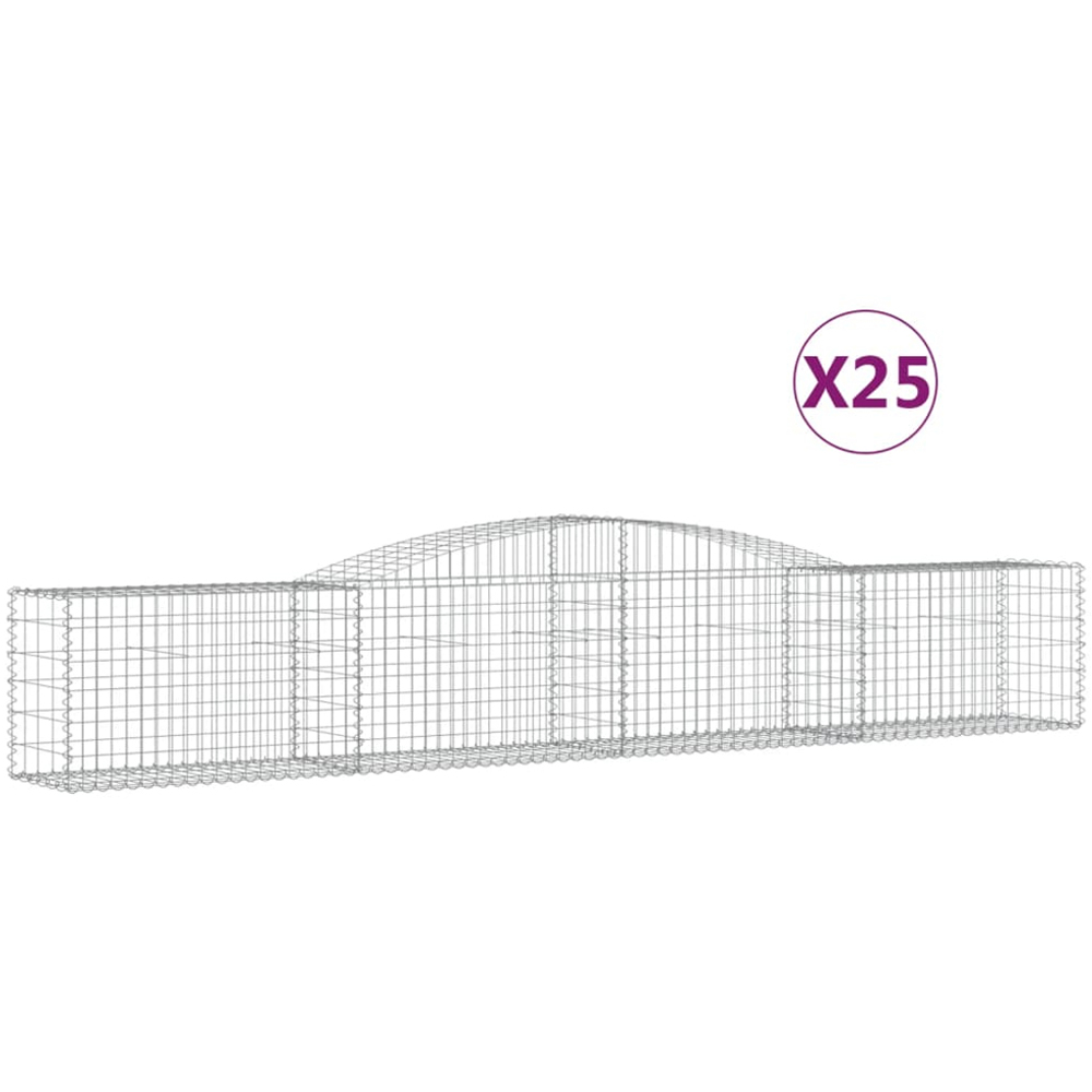 vidaXL Silver Galvanised Iron Arched Gabion Basket 400 x 50 x 60/80cm 25 Pack Image 4