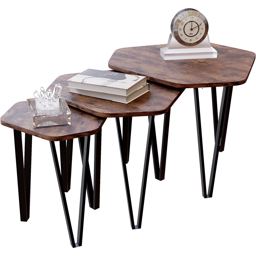 Vida Designs Brooklyn Dark Wood Nest of Tables Set of 3 Image 2