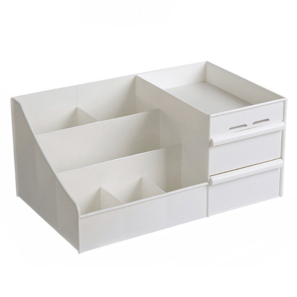 Living and Home Small White Makeup Organiser with 2 Drawers Image 1