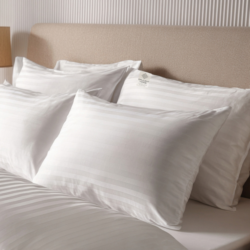 Opulent Home White Striped Medium-Firm Anti-Allergy Pillow 4 Pack Image 2