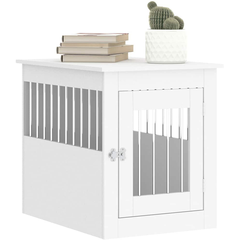 vidaXL White Processed Wood Dog Crate Furniture 55 x 75 x 65cm Image 3