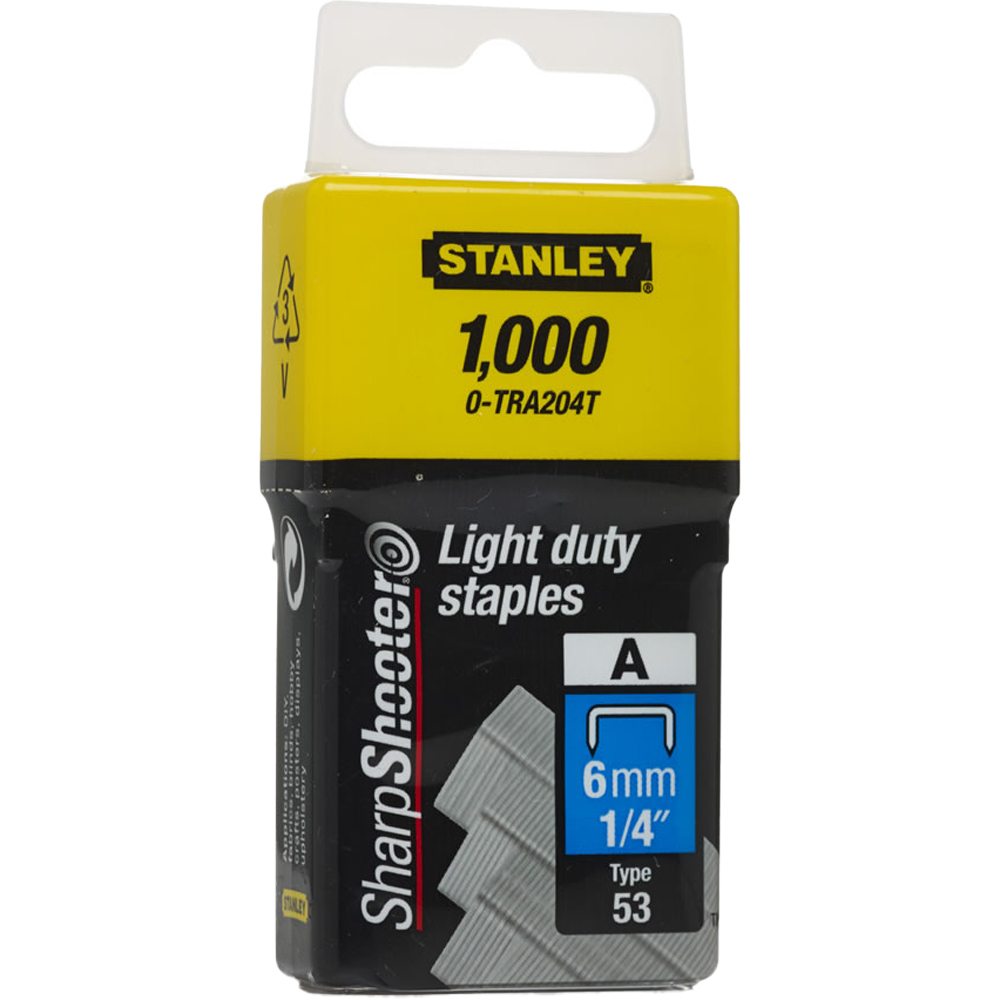 Stanley 6mm Staples Light Duty Type 53 1000 Pack Image