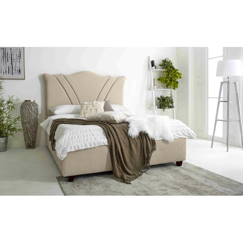 Eleganza Amaya Double Pearl Arlington Fabric Bed Frame with Curved Headboard Image 6