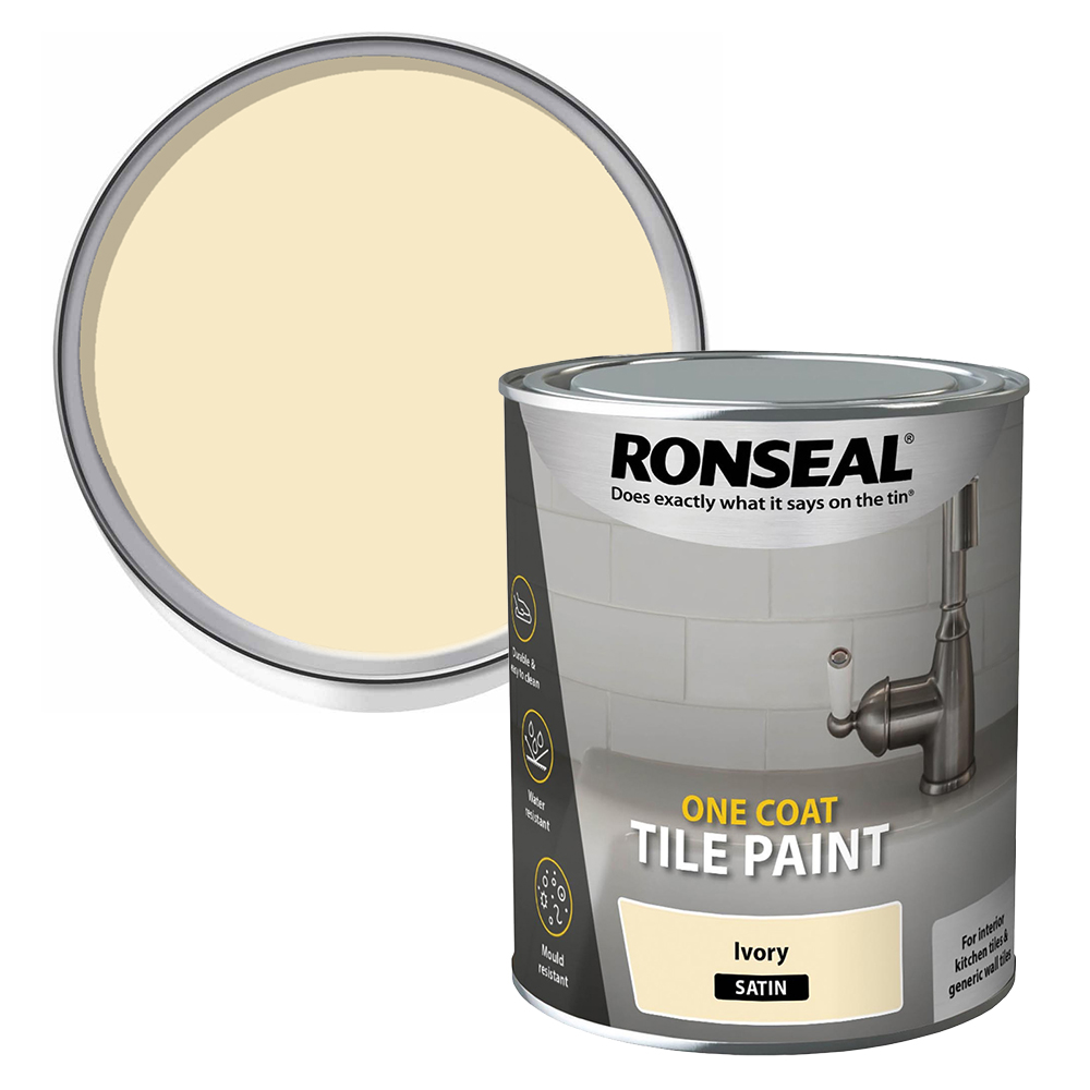 Ronseal One Coat Ivory Satin Tile Paint 750ml Image 1