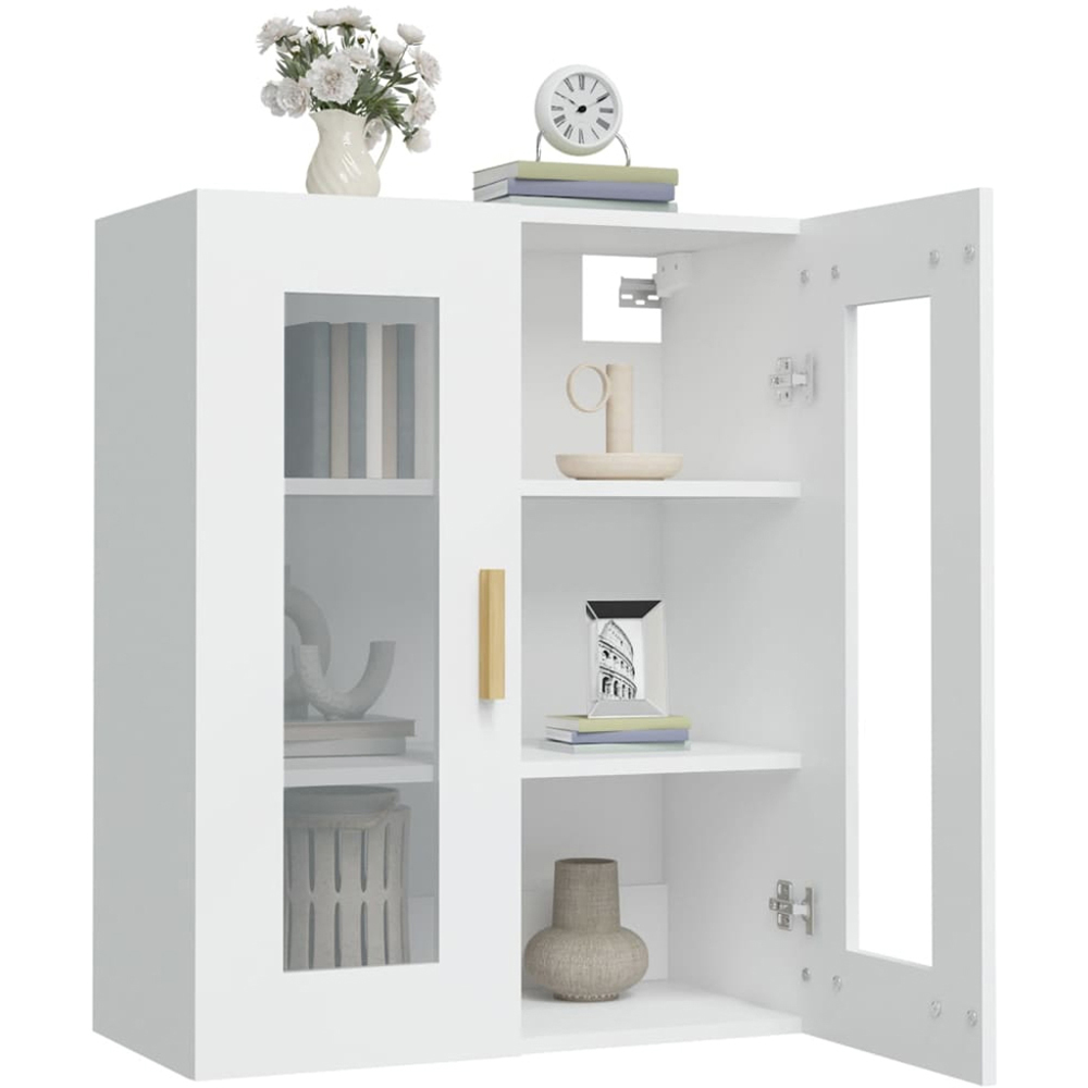 vidaXL 2 Door 3 Shelf White Hanging Wall Cabinet Image 7