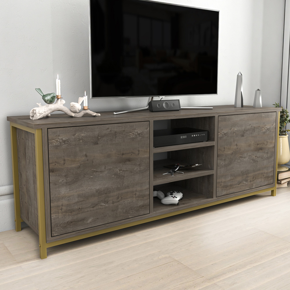Decorotika Otis 2 Door 3 Shelf Wenge Gold TV Stand for 63 inch TV Image 1