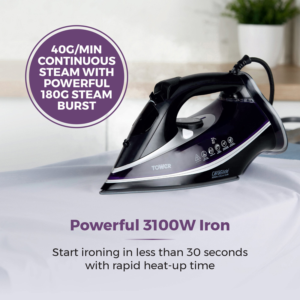 Tower T22013PR CeraGlide Ultra Speed Iron 3100W Image 3