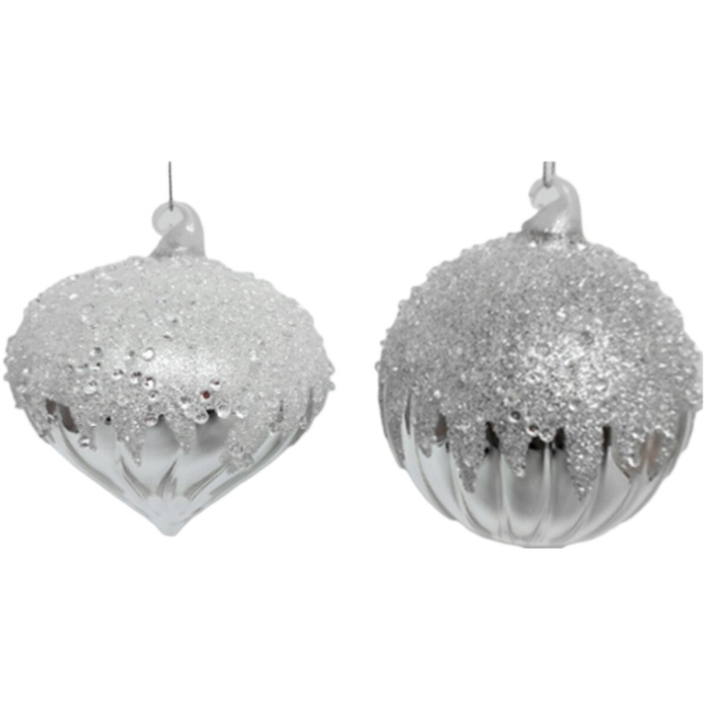 Single Midnight Fantasy Silver Shiny Bauble in Assorted styles Image 1