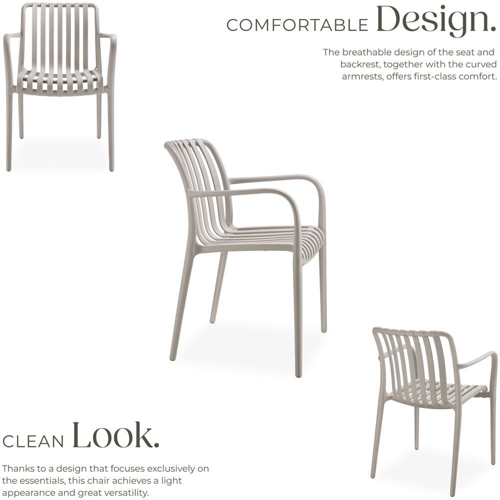 tectake Alcudia Set of 2 Taupe Garden Chair Image 6