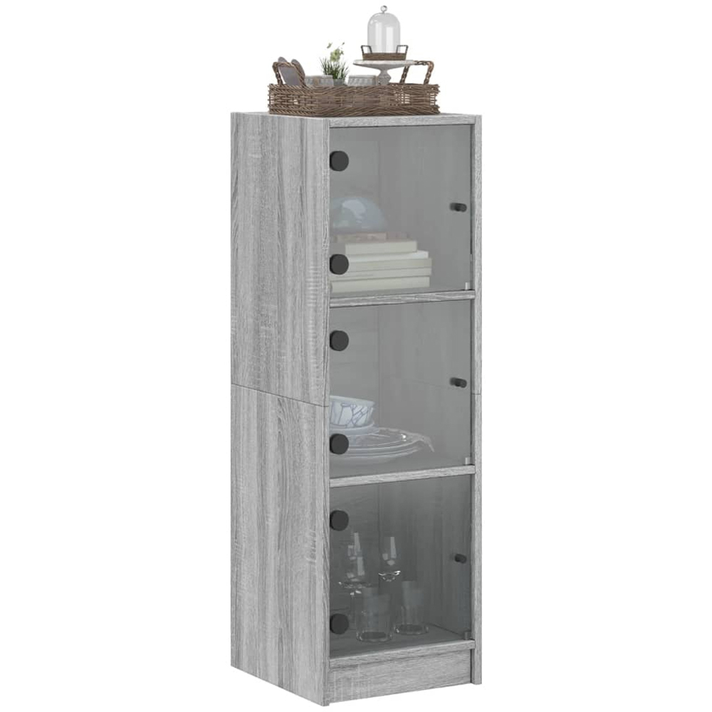 vidaXL 3 Glass Door Grey Sonoma Highboard Image 4