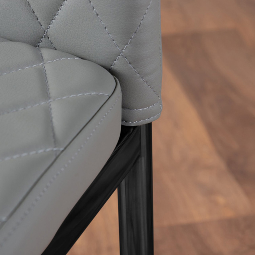 Furniturebox Lucia Valera 6 Seater Square Dining Set Black Gloss and Grey Image 7