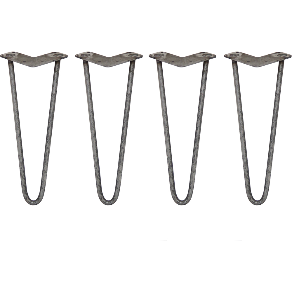 MonsterShop 2 Prong Raw Steel Hairpin Leg 356mm 4 Pack Image 1