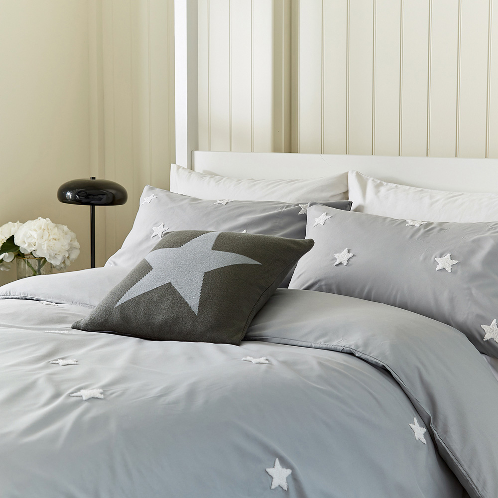 Helena Springfield Tufted Star Double Grey Reversible Duvet Set Image 5