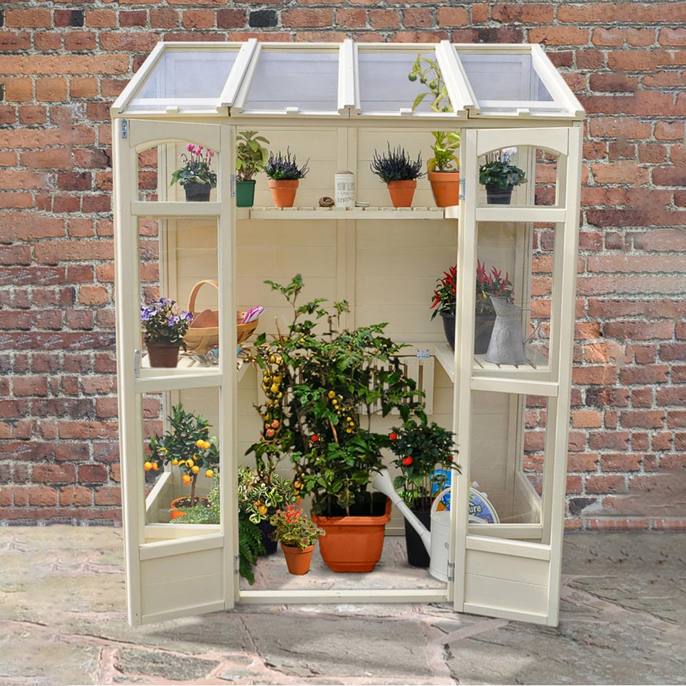 Forest Garden Victorian Wooden 4.8 x 2.5ft Tall Wall Greenhouse Image 2