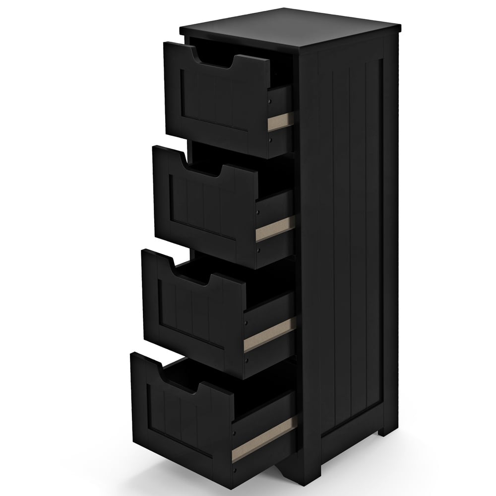 Costway 4 Drawer Black Floor Bathroom Storage Cabinet Image 2