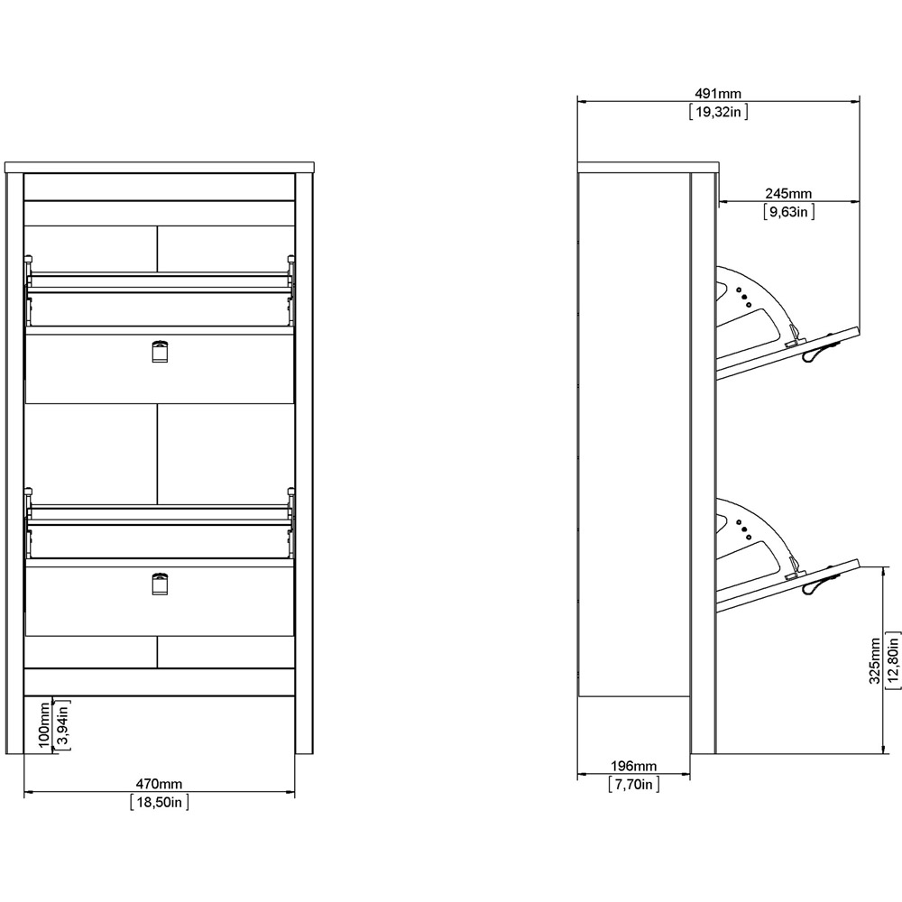 Florence Barcelona 2 Flip Down Doors White Shoe Cabinet Image 8