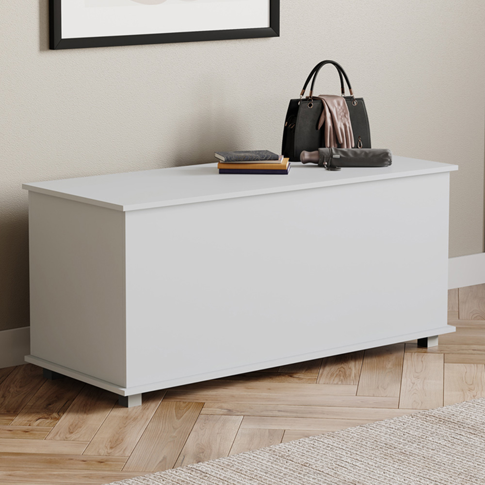 Vida Designs Leon White Wooden Storage Ottoman Image 1