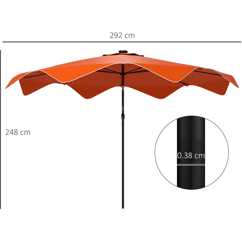 Outsunny Orange Solar LED Crank and Tilt Parasol 3m Image 7