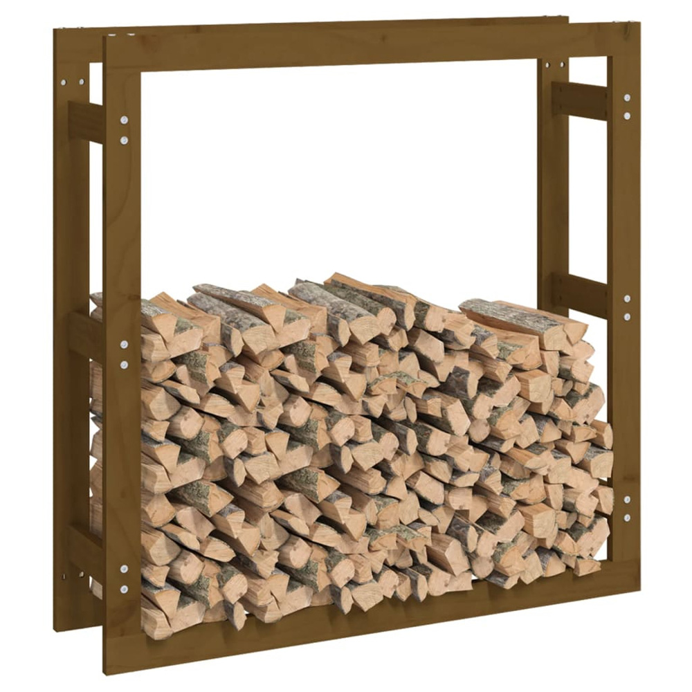 vidaXL Honey Brown Pine Wood Firewood Log Holder 100 x 100 x 25cm Image 3