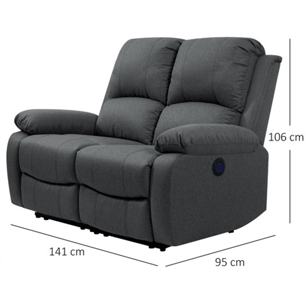 Comfy Living 2 Seater Dark Grey Linen Electric Recliner Sofa Image 7