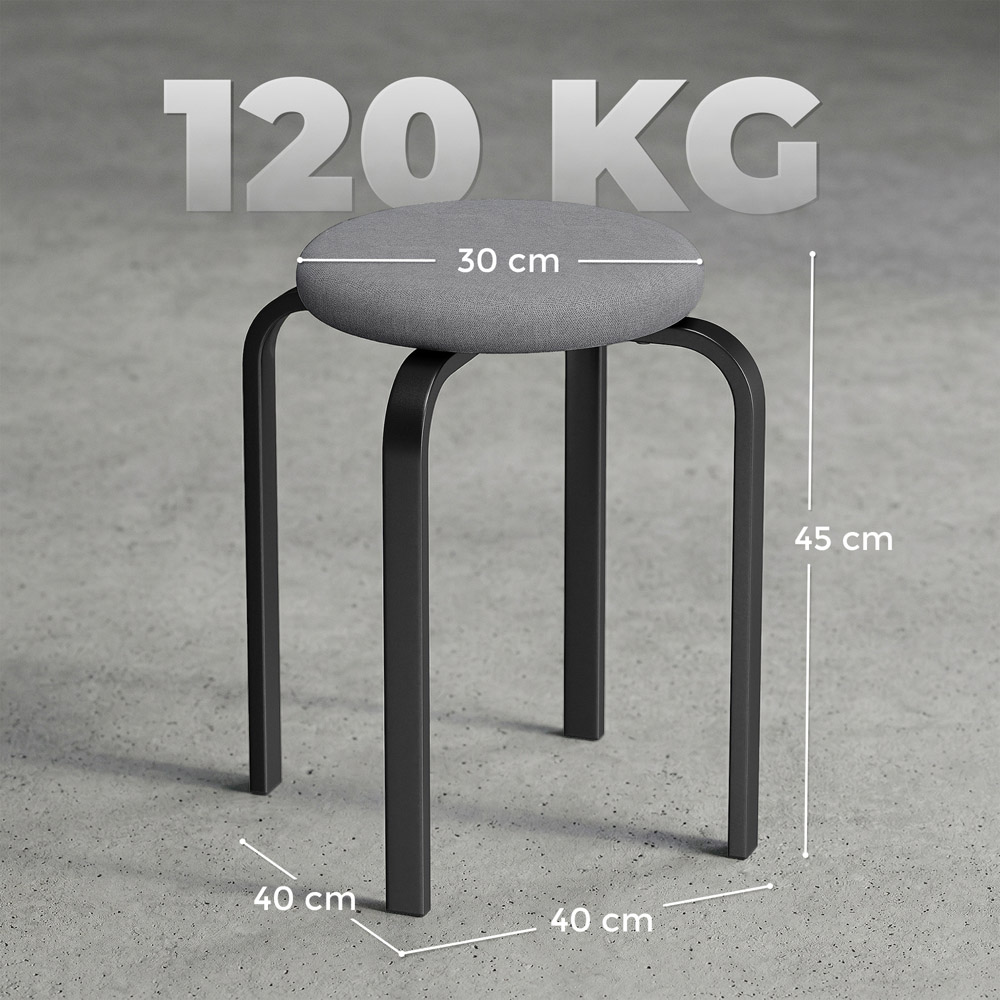 HOMCOM Dark Grey Stackable Cushioned Stool Set of 4 Image 9