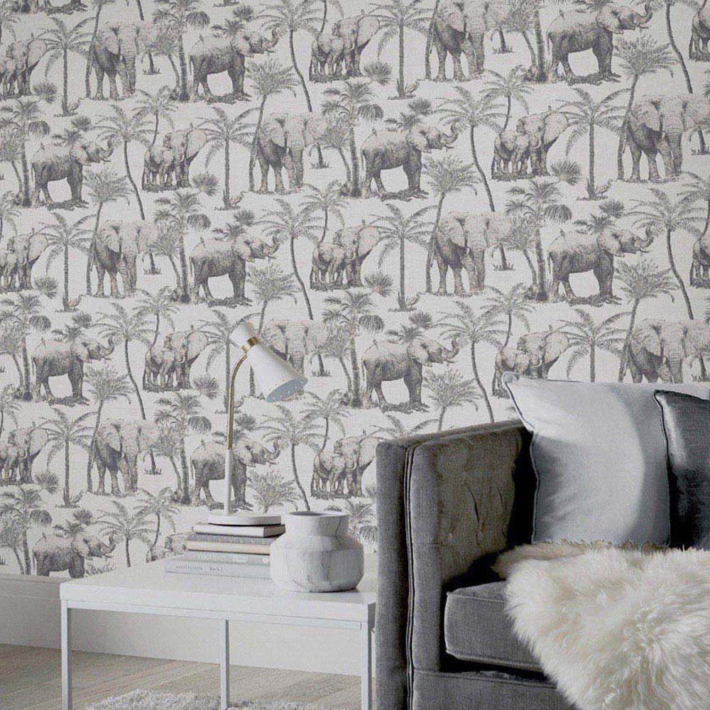 Arthouse Safari Elephant Charcoal Wallpaper Image 6