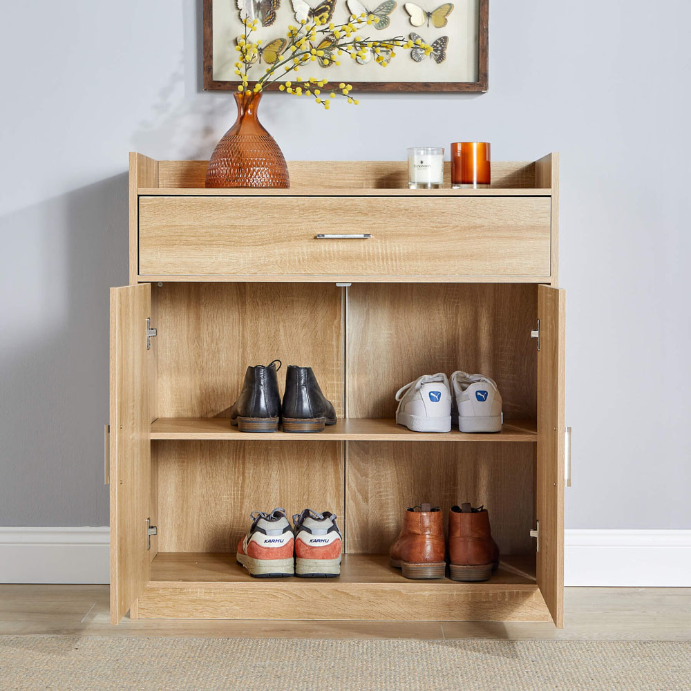 Home Source Novora 2 Door Oak Shoe Cabinet Image 5