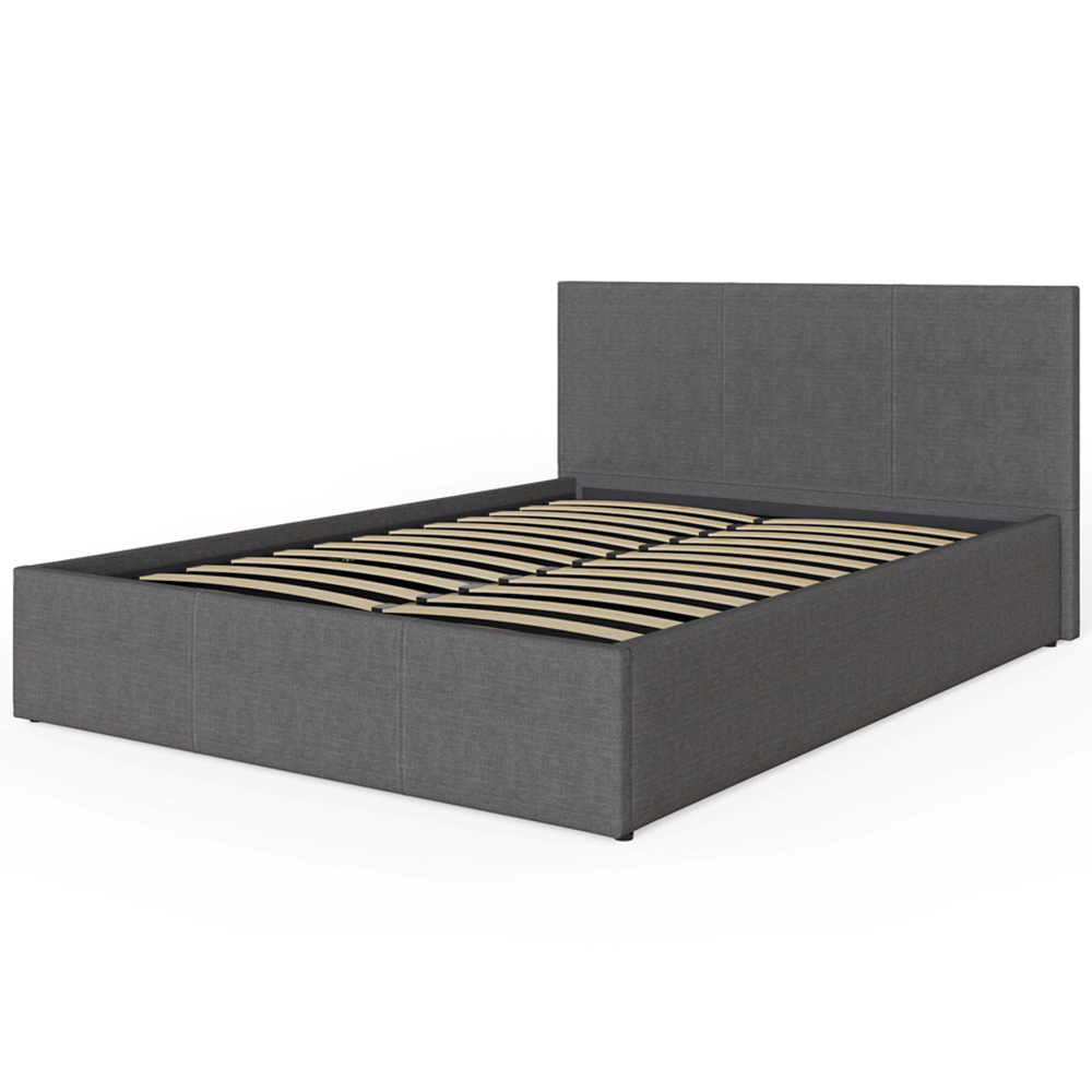 GFW Small Double Grey Hopsack Fabric End Lift Ottoman Bed with Bonnell Mattress Image 5