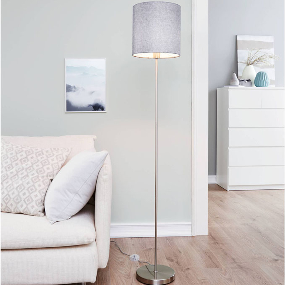 EGLO Pasteri Grey Fabric Floor Lamp Image 2