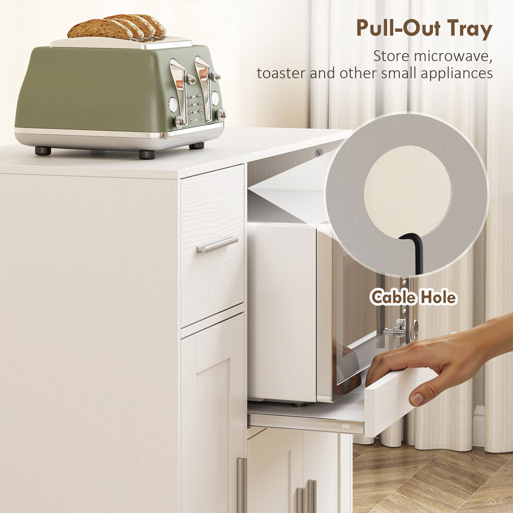 HOMCOM 3 Door Single Drawer Rolling Kitchen Cart Image 6