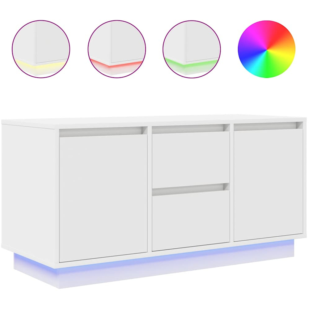 vidaXL 2 Door 2 Drawer White TV Cabinet with LED Lights Image 2
