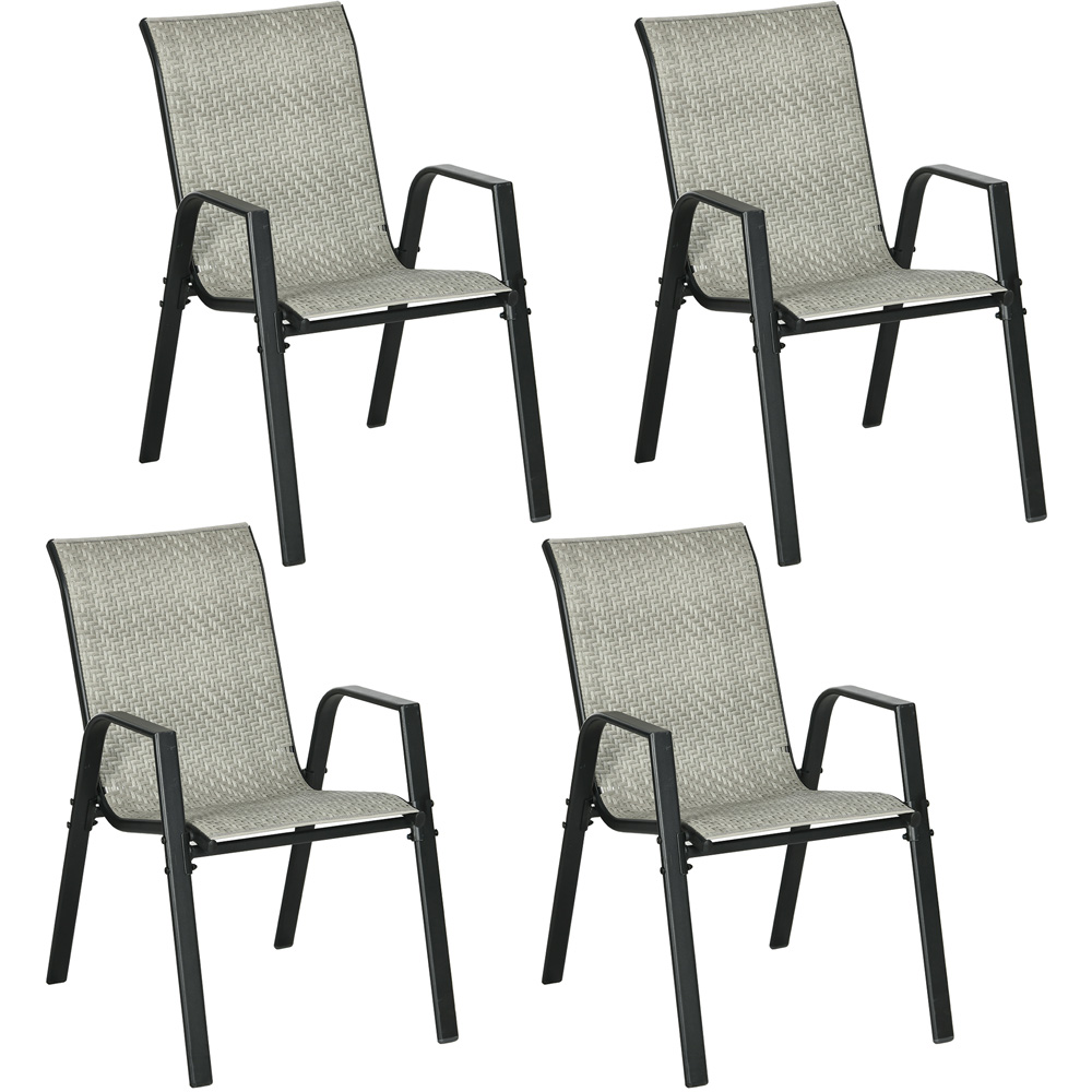 Outsunny Set of 4 Mixed Grey Rattan Chair Image 2