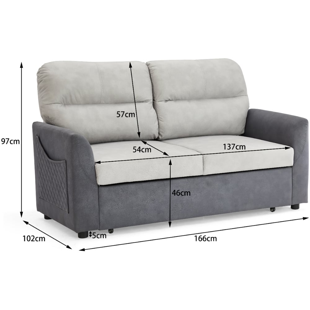 Home Detail Dennis 2 Seater Light and Dark Grey Pull Out Sofa Bed Image 9