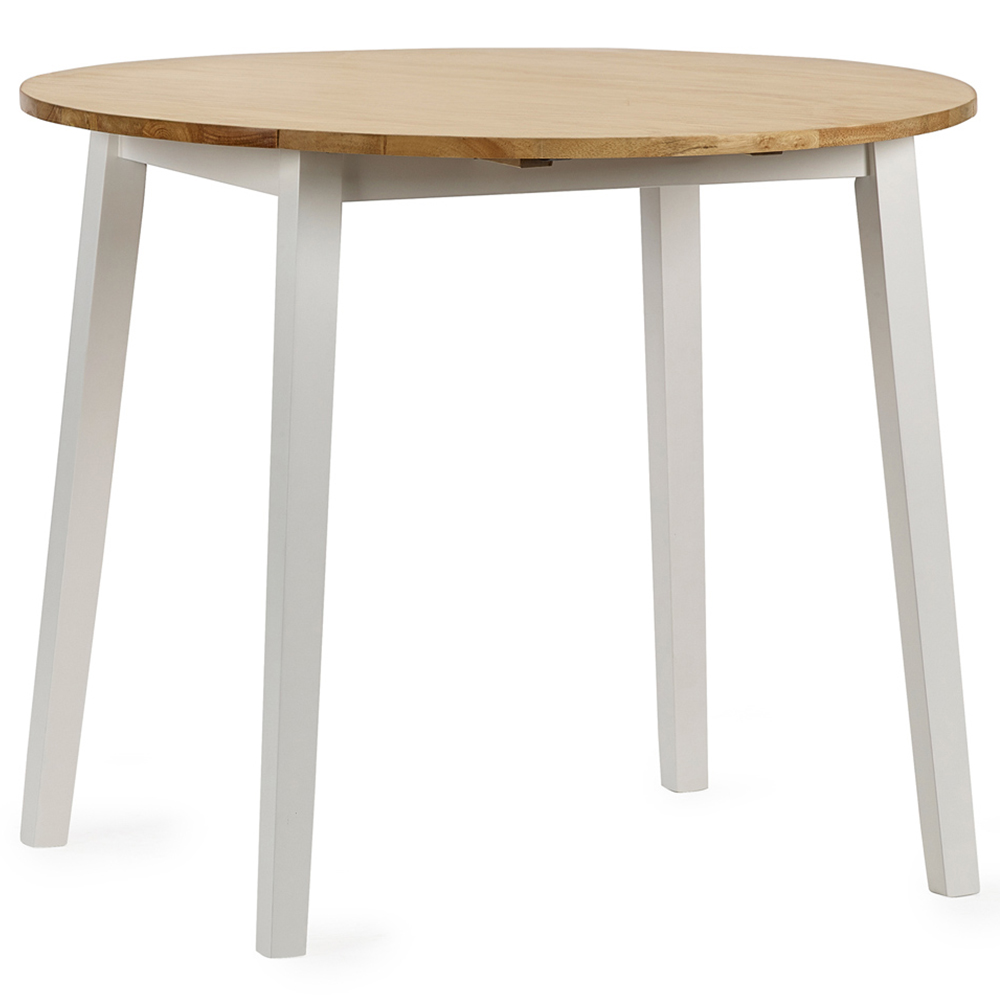Julian Bowen Linwood 4 Seater Round Drop Leaf Table Natural and White Image 2
