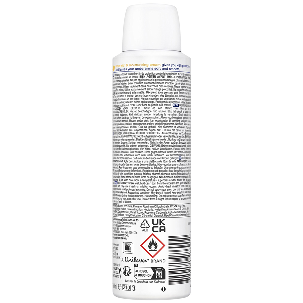 Dove Classic Antiperspirant Deodorant Spray 150ml Image 3