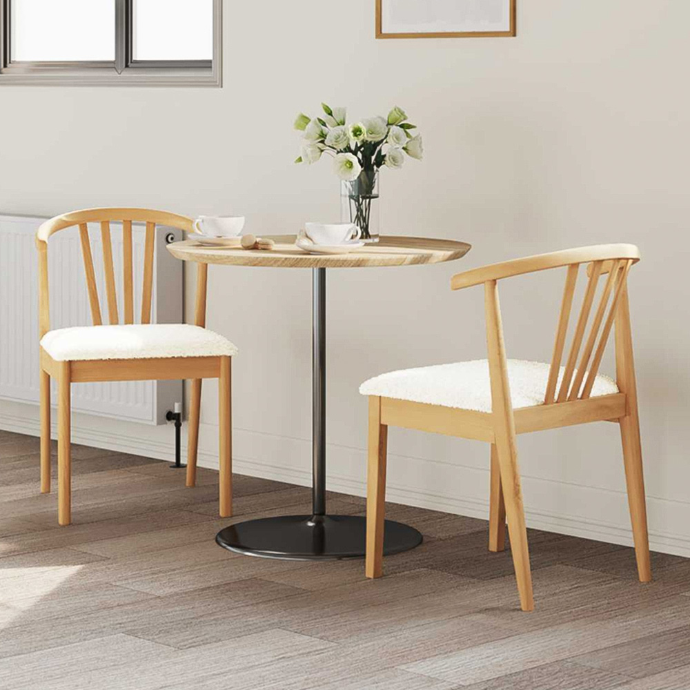 vidaXL Set of 2 Natural and White Rubberwood Vintage Dining Chairs Image 1